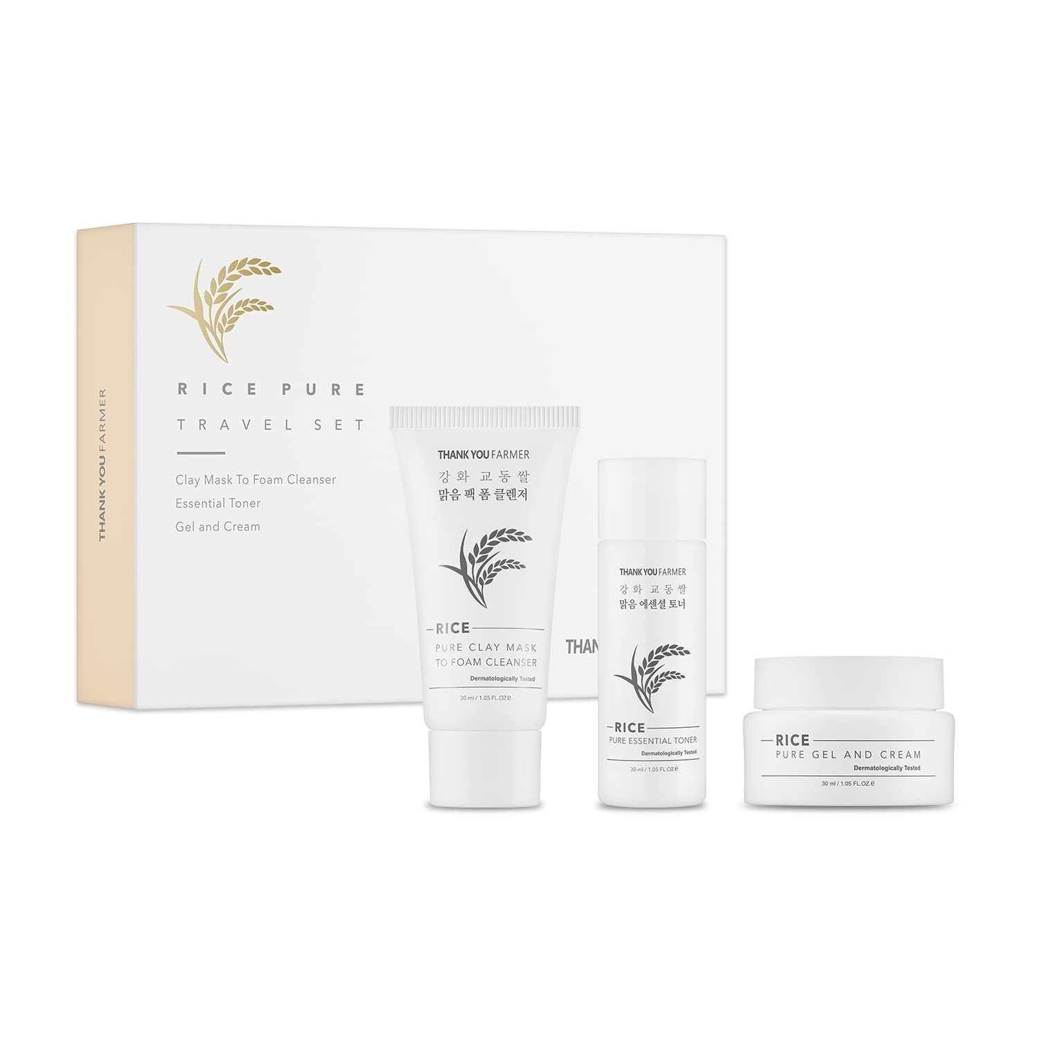 Thank you farmer Rice Pure Travel Set 3pcs 30ml - Kbazar - Korean Cosmetics Store