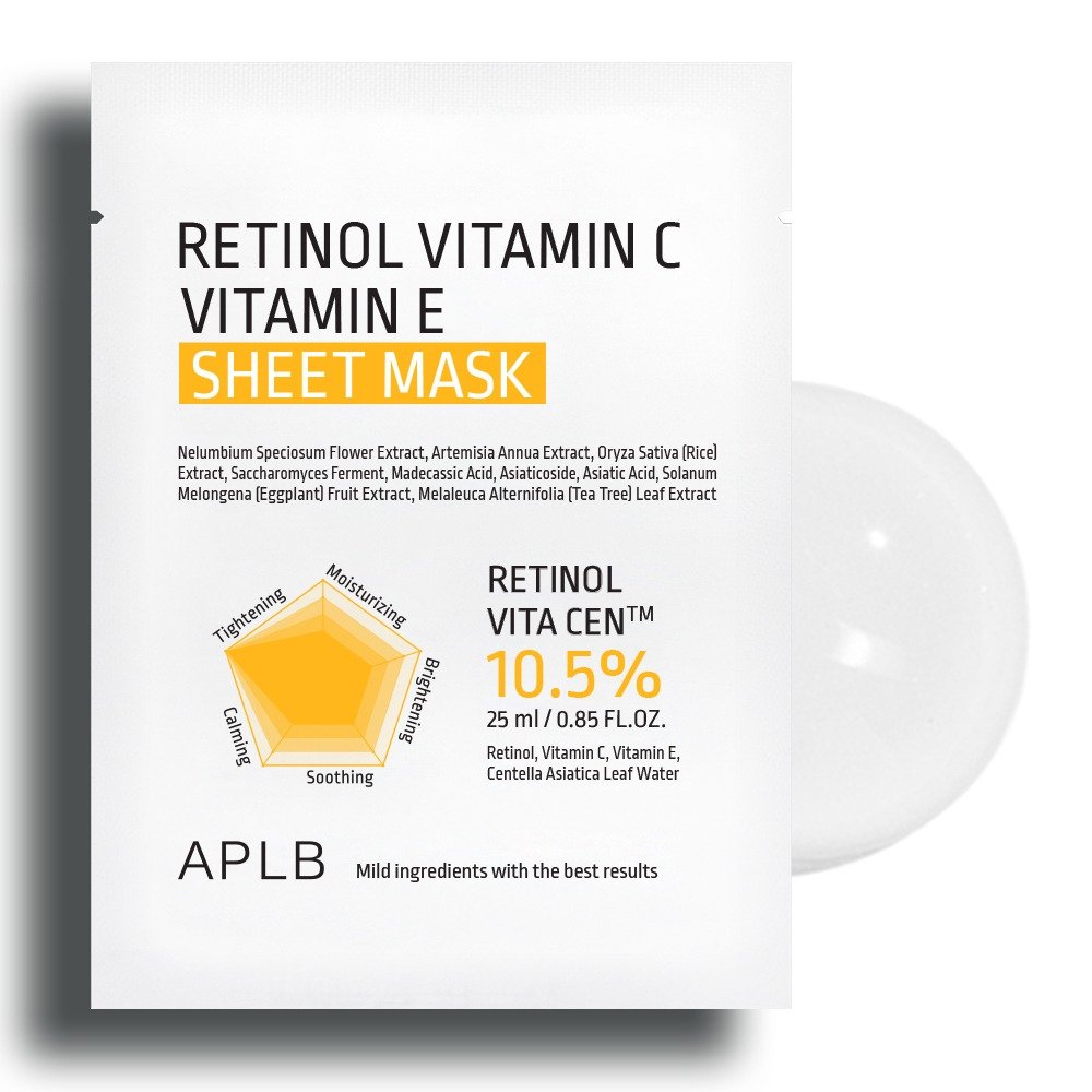 APLB Retinol Vitamin C Vitamin E Sheet Mask 25ml - Kbazar - Korean Cosmetics Store