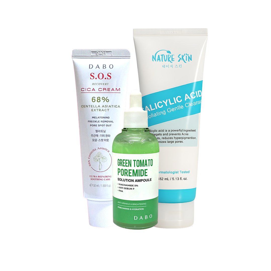 Sensitive Skin Care Combo: S.O.S Recovery CICA Cream, Nature Skin Salicylic Acid, Green Tomato Ampoule Price in Bangladesh | Kbazar