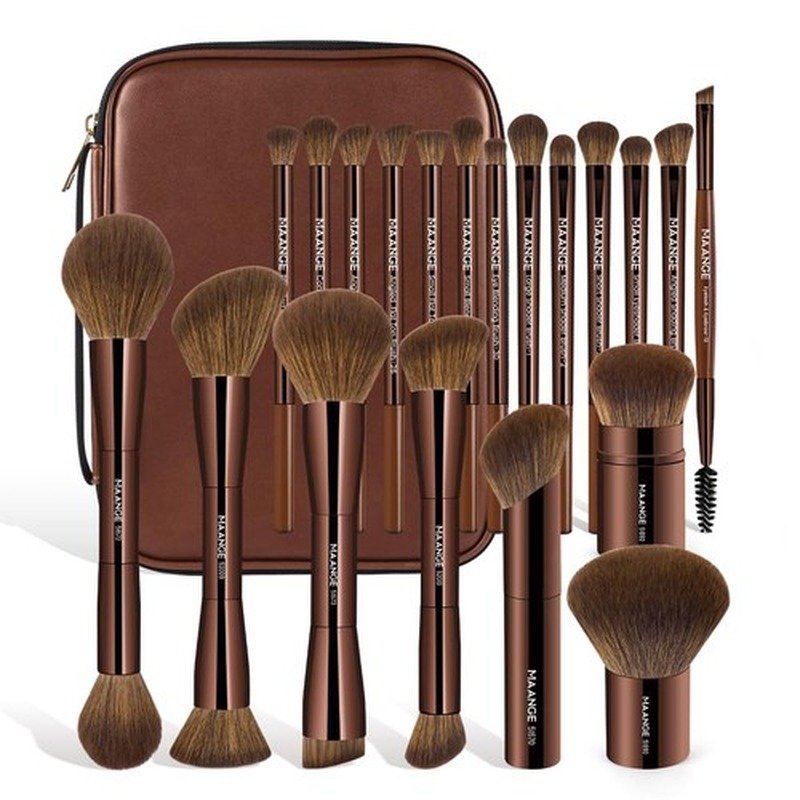 Maange 10pcs Brush Set With Bag (Pink) - Kbazar - Korean Cosmetics Store