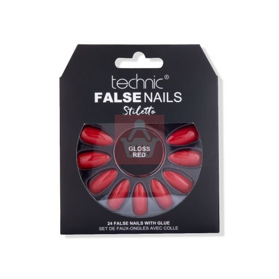 Technic Stiletto 24 False Nails With Glue - Gloss Red Price in Bangladesh | Kbazar
