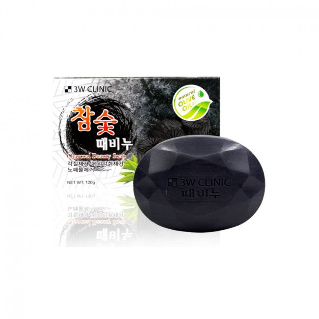 3W CLINIC Charcoal Beauty Soap 120g - Kbazar - Korean Cosmetics Store