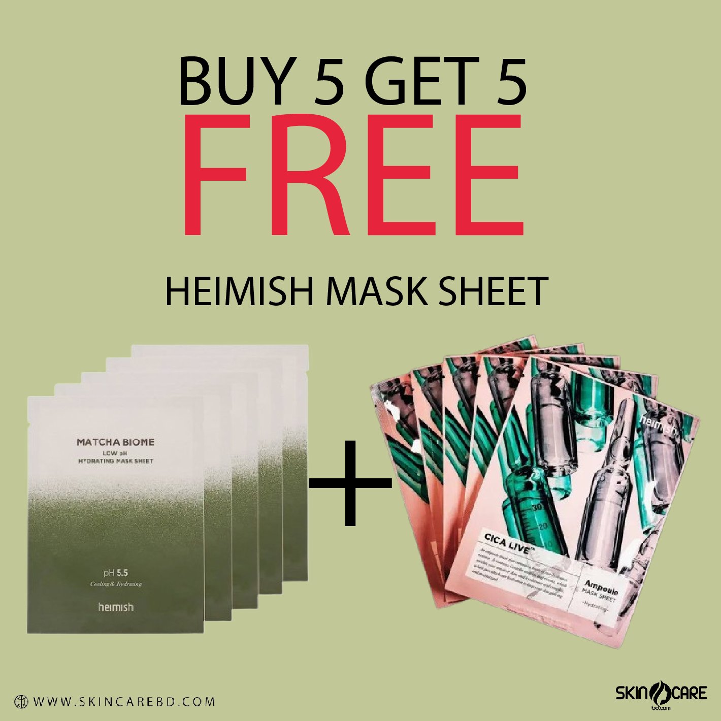 Heimish Sheet Mask BUY 5 GET 5 FREE - Kbazar - Korean Cosmetics Store