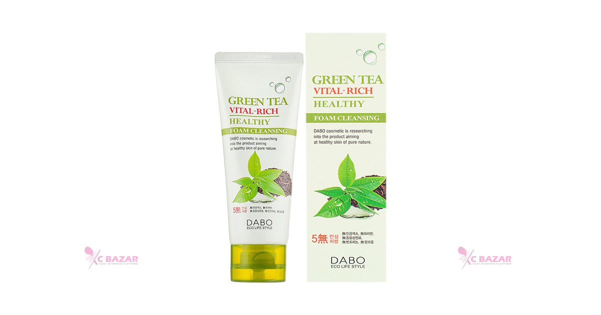 Dabo Green Tea Vital-Rich Healthy Foam Cleanser 100 ml - Kbazar - Korean Cosmetics Store