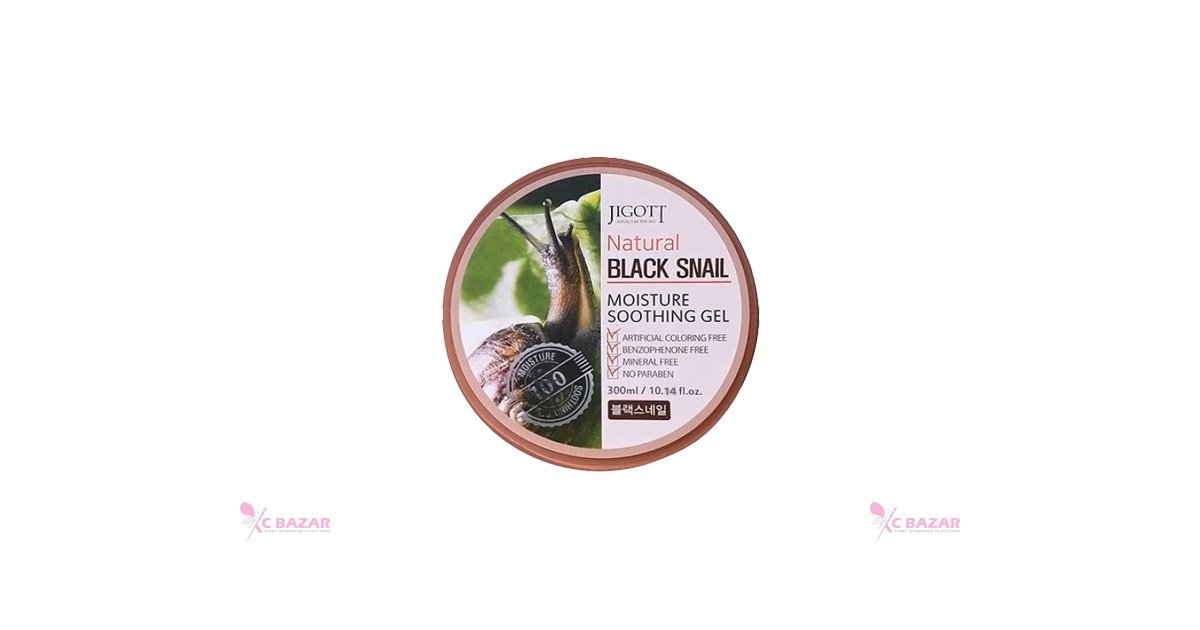 Jigott Natural Black Snail Moisture Soothing Gel 300 ml - Kbazar - Korean Cosmetics Store