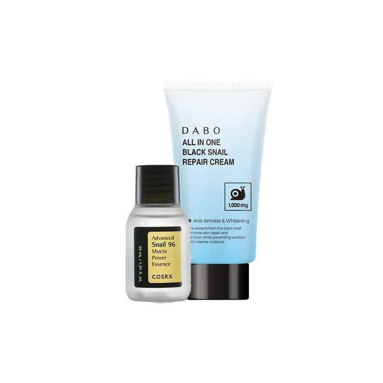 Mini Combo Dabo Black Snail Cream & Cosrx Advanced Snail 96 Essence - Kbazar Korean Cosmetics Store