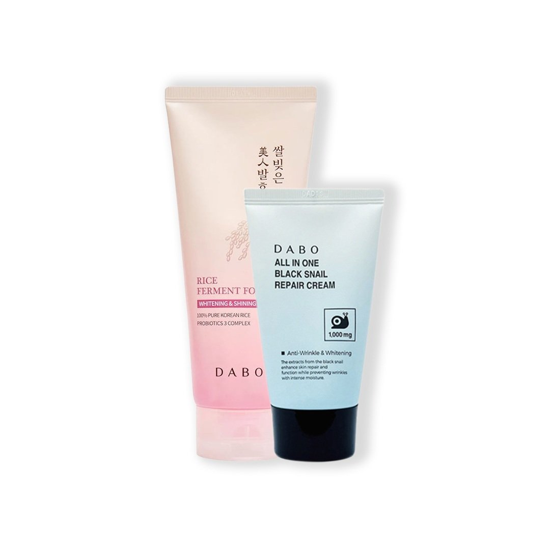 Student Combo: Dabo Rice Cleanser + Dabo Snail Moisturizer - Kbazar - Korean Cosmetics Store