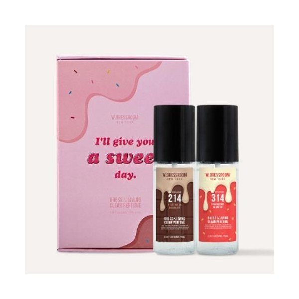 W.DRESSROOM Dress&Living Clear Perfume GIFT SET (No.214 Hazelnut In Chocolate 70ml + No.314 Strawberry) - Kbazar - Korean Cosmetics Store