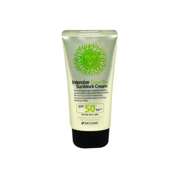 3W Clinic Intensive Green Tea Sunblock Cream SPF 50+PA+++ 70ml - Kbazar - Korean Cosmetics Store