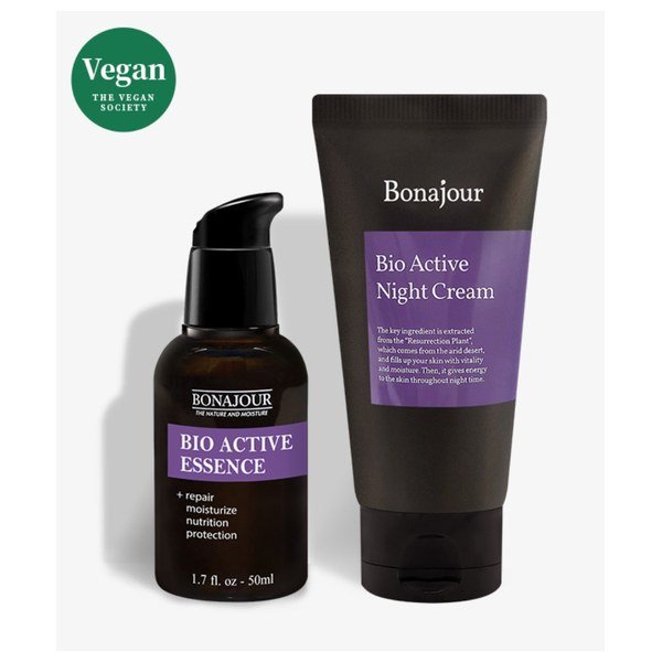 Bonajour Bio Active Resurrection Plant Essence 50ml + Night Cream 80ml - Kbazar - Korean Cosmetics Store