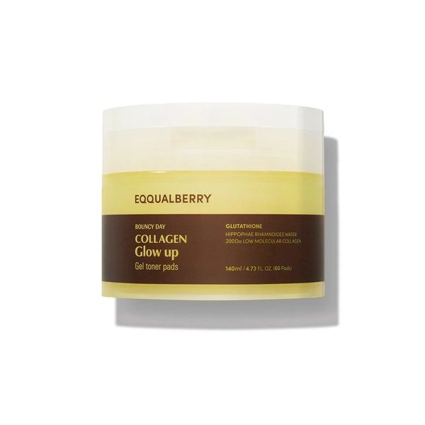 EQQUALBERRY Collagen Glow Up Gel Toner Pads 60pads - Kbazar - Korean Cosmetics Store
