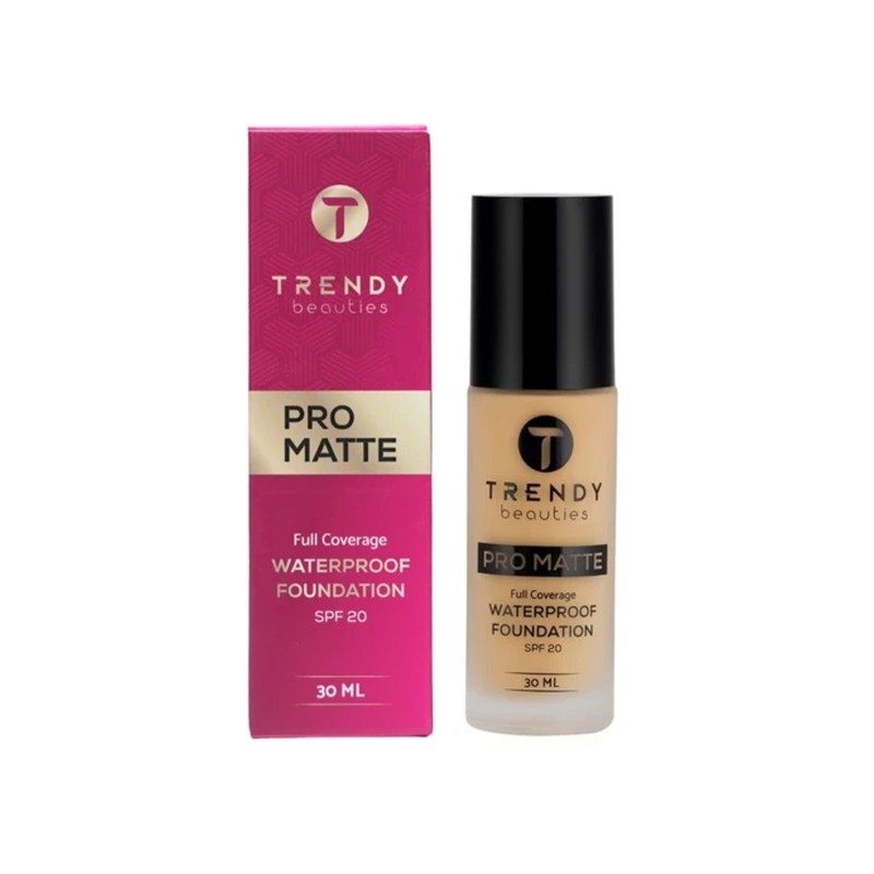 Trendy Beauties Pro Matte Full Coverage Waterproof Foundation SPF20 (03-Honey) 30ml - Kbazar Korean Cosmetics Store