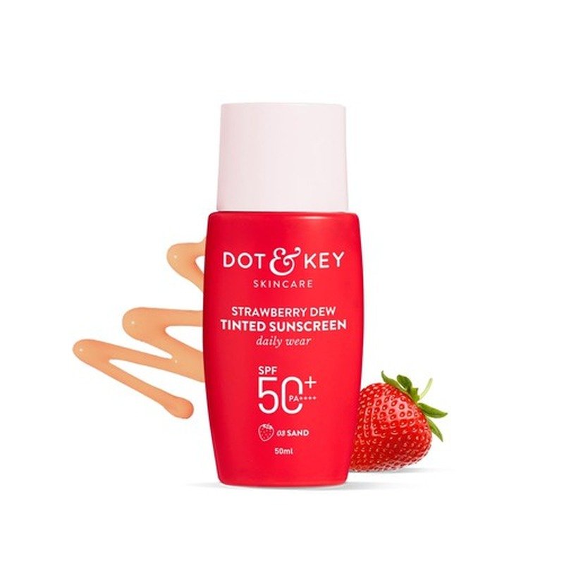 Dot and Key Strawberry Dew Tinted Sunscreen SPF 50+ PA++++ (01 Porcelain) - Kbazar - Korean Cosmetics Store