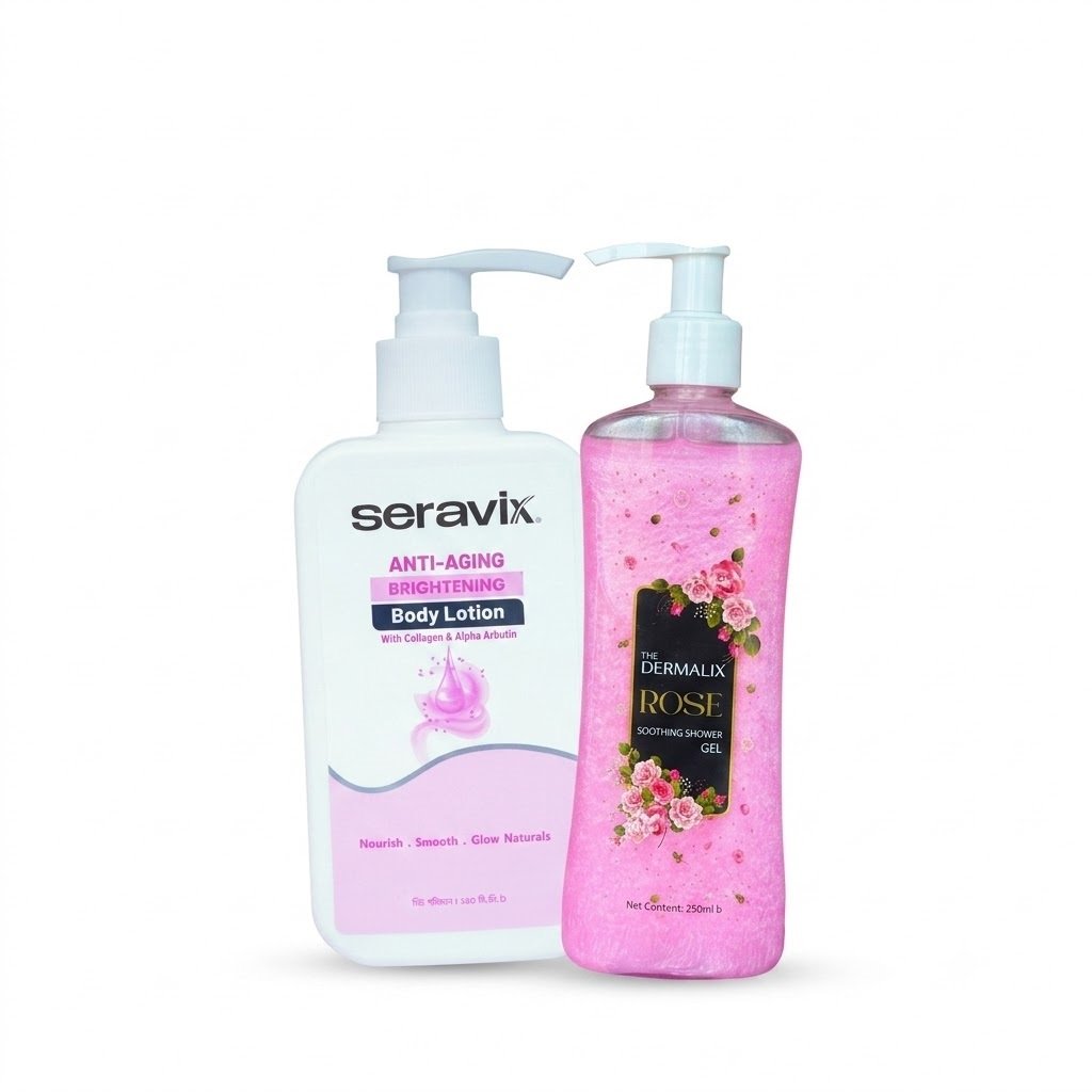 RADIANT Body Duo Buy Seravix Anti Aging Brighening Body Lotion 240ml Get 1 The Dermalix Rose Soothing Shower Gel 250ml Free - Kbazar - Korean Cosmetics Store