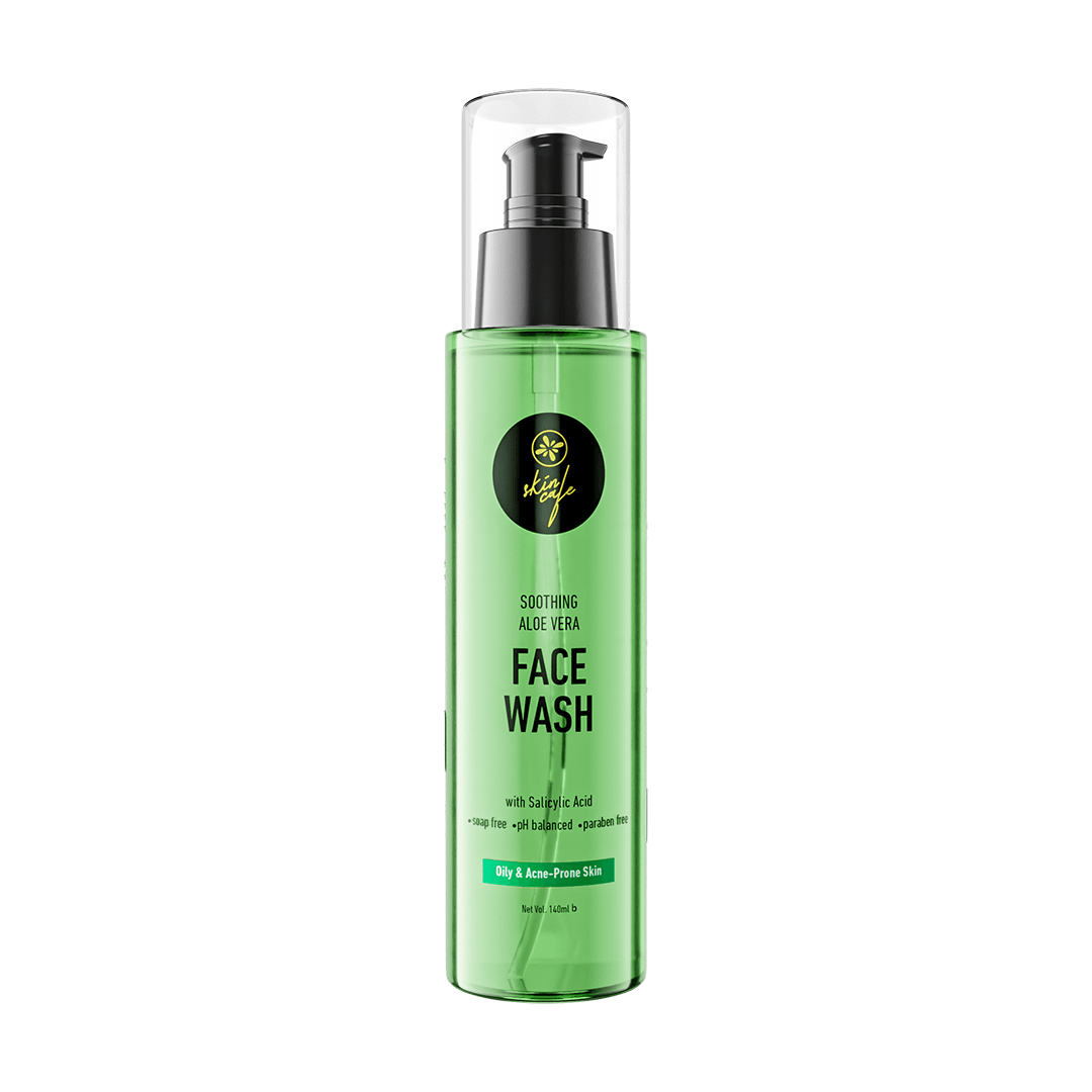 Skin Cafe Soothing Aloe Vera Facewash with Salicylic Acid 140ml - Kbazar Korean Cosmetics Store