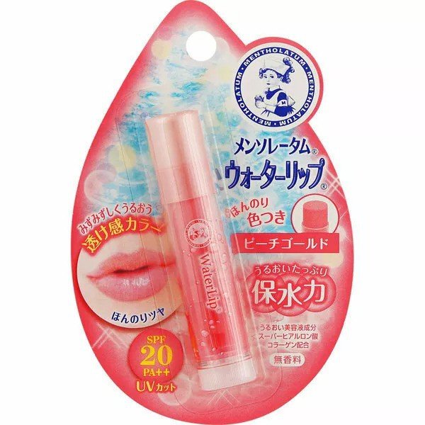 Rohto Mentholatum Water Lip Tone Up CC Peach Gold SPF 20 PA++ (4.5g) - Kbazar Korean Cosmetics Store