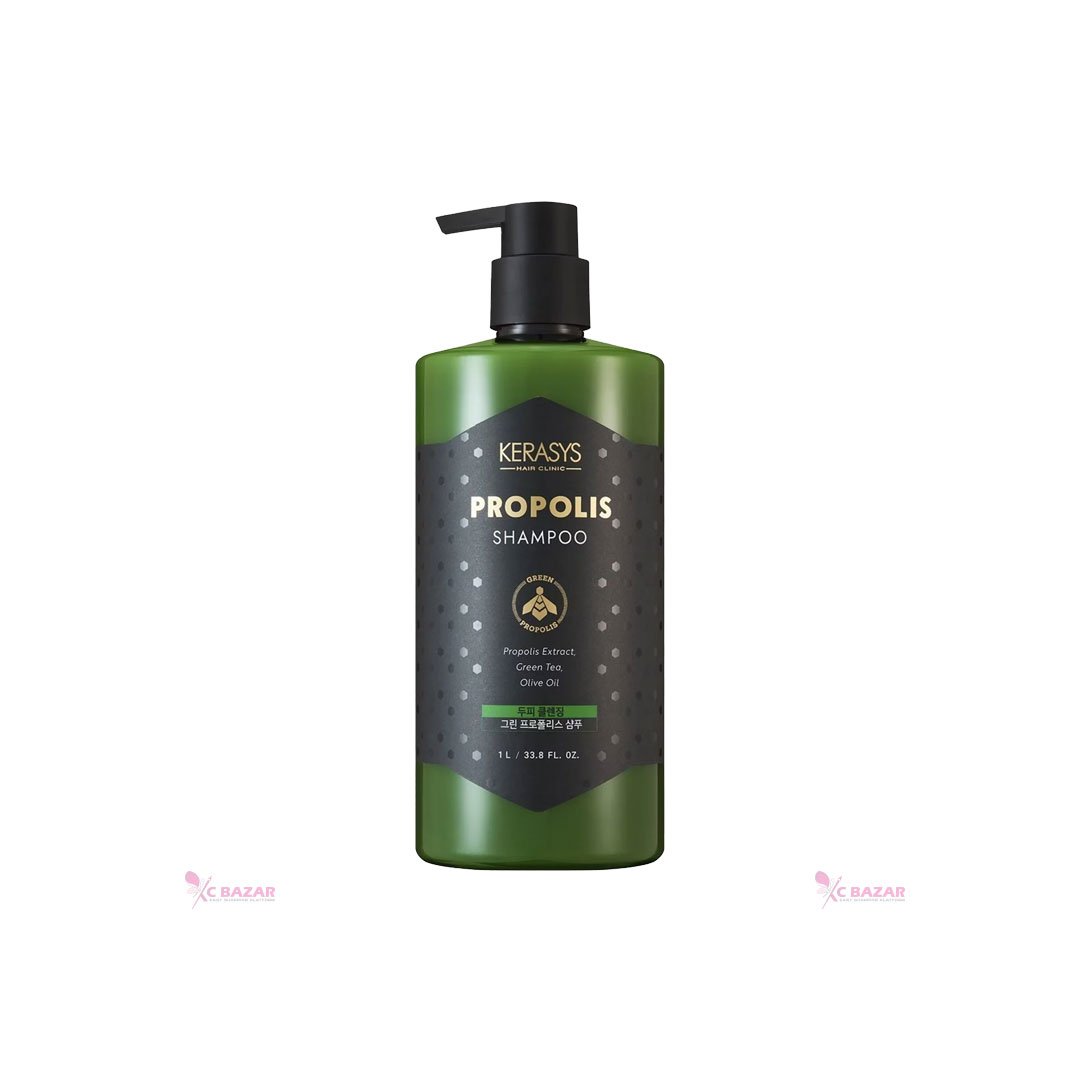 Kerasys Propolis Shampoo Green Tea Olive Oil 1000ml - Kbazar Korean Cosmetics Store