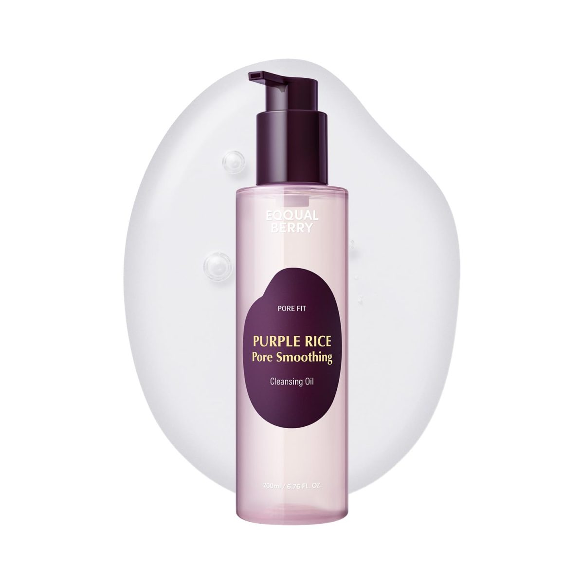 Eqqualberry Purple Rice Pore Smoothing Cleansing Oil – 200ml, deep cleansing and nourishing skincare product.