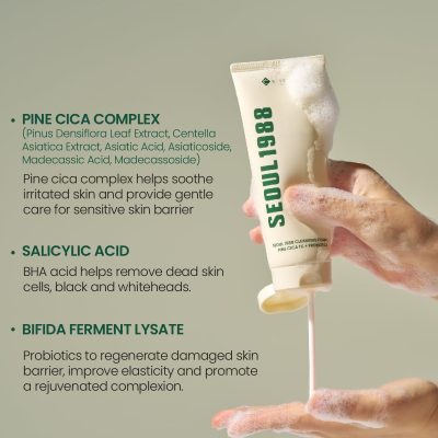 K-SECRET SEOUL 1988 Cleansing Foam : Pine Cica 1% + Probiotics 150ml